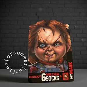 Chucky 6 Pair Crew Socks and DIY Mask Set Universal Monsters Horror Halloween